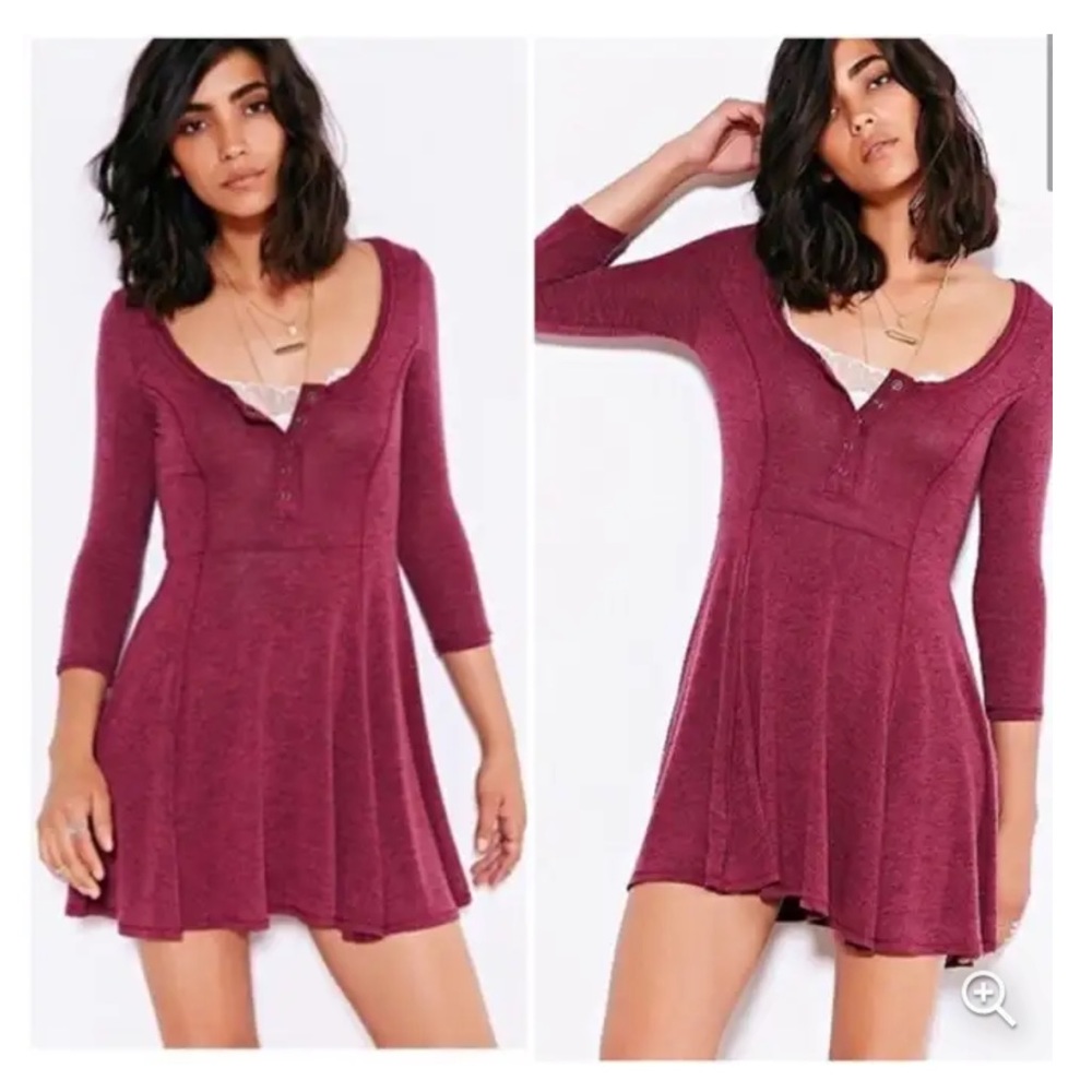 BDG Sally Henley Skater Dress Space Dye Merlot Wine/Maroon